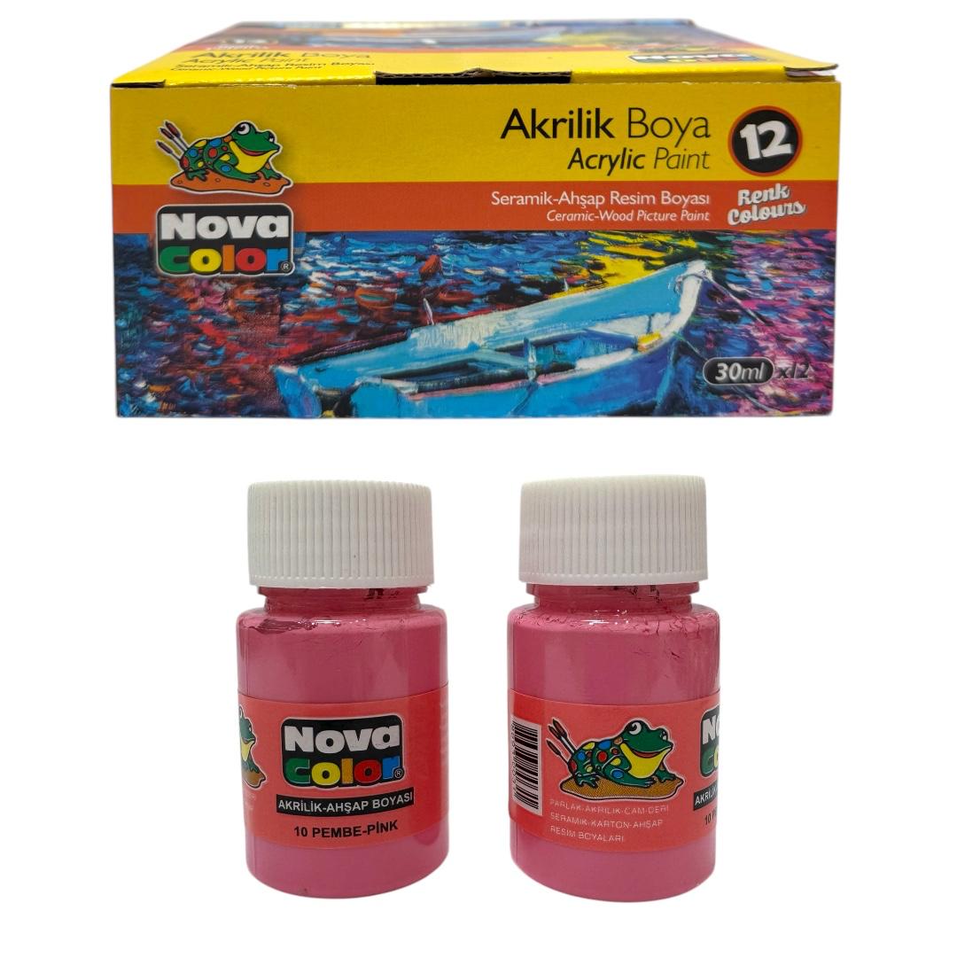 NOVA COLOR AKRİLİK BOYA PEMBE RENK 12'Lİ PAKET